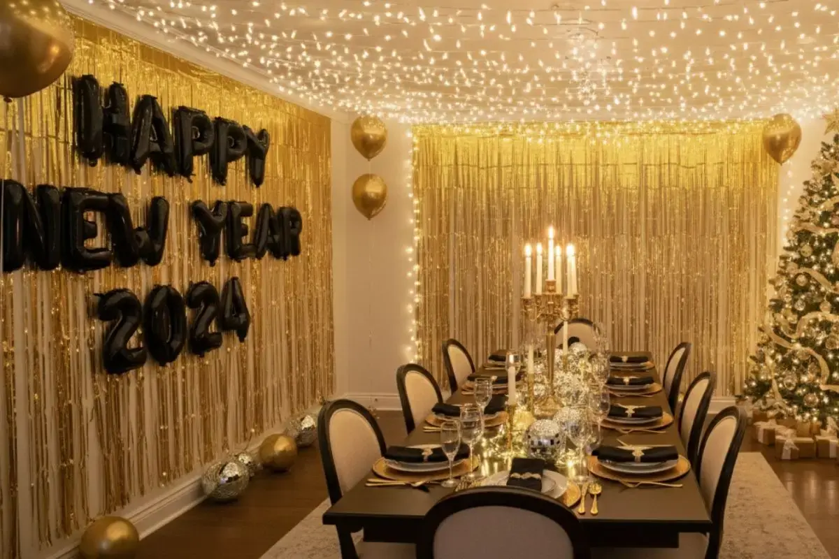 decoracao ano novo dourada