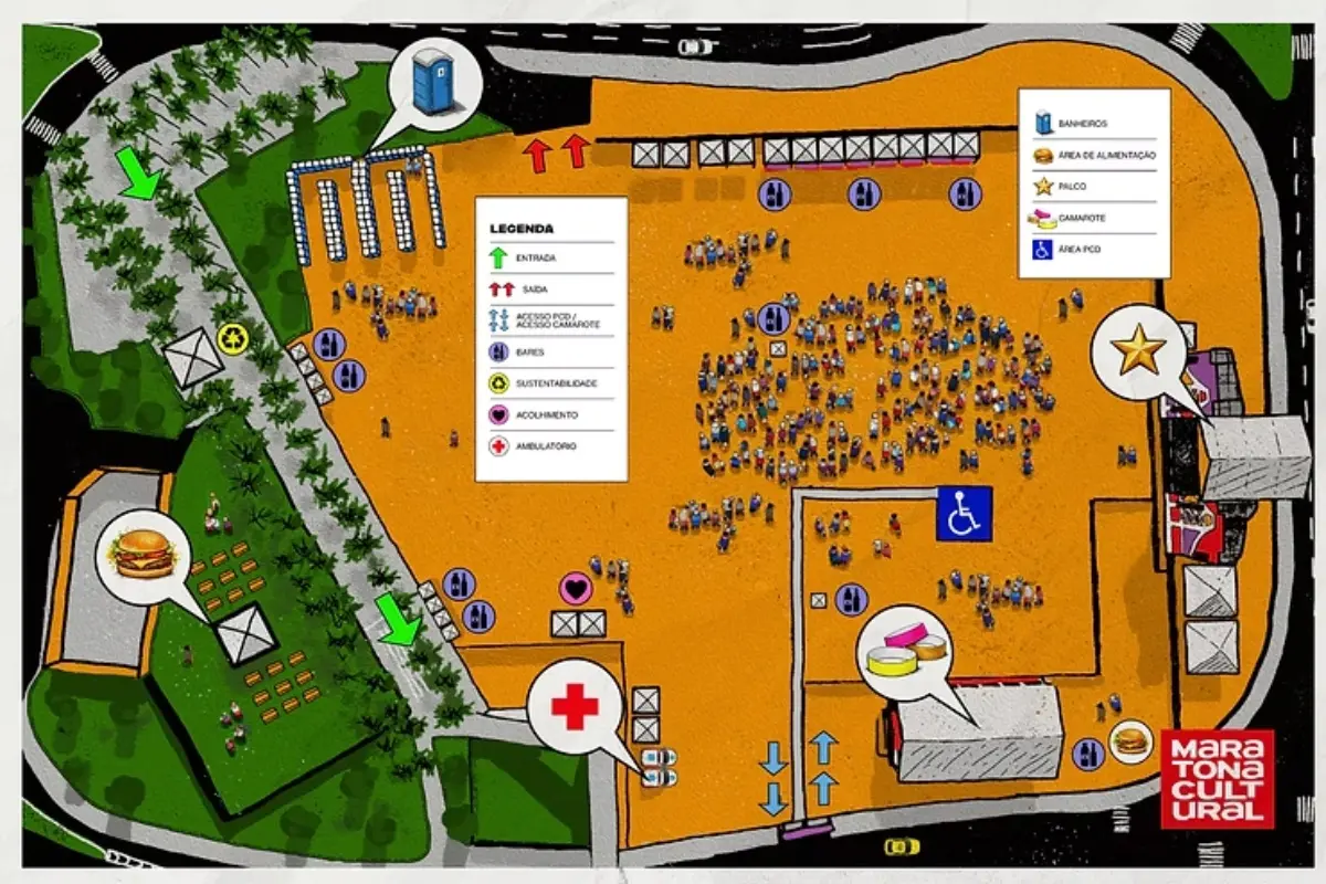 Mapa da Arena Floripa. Foto: Divulgação.